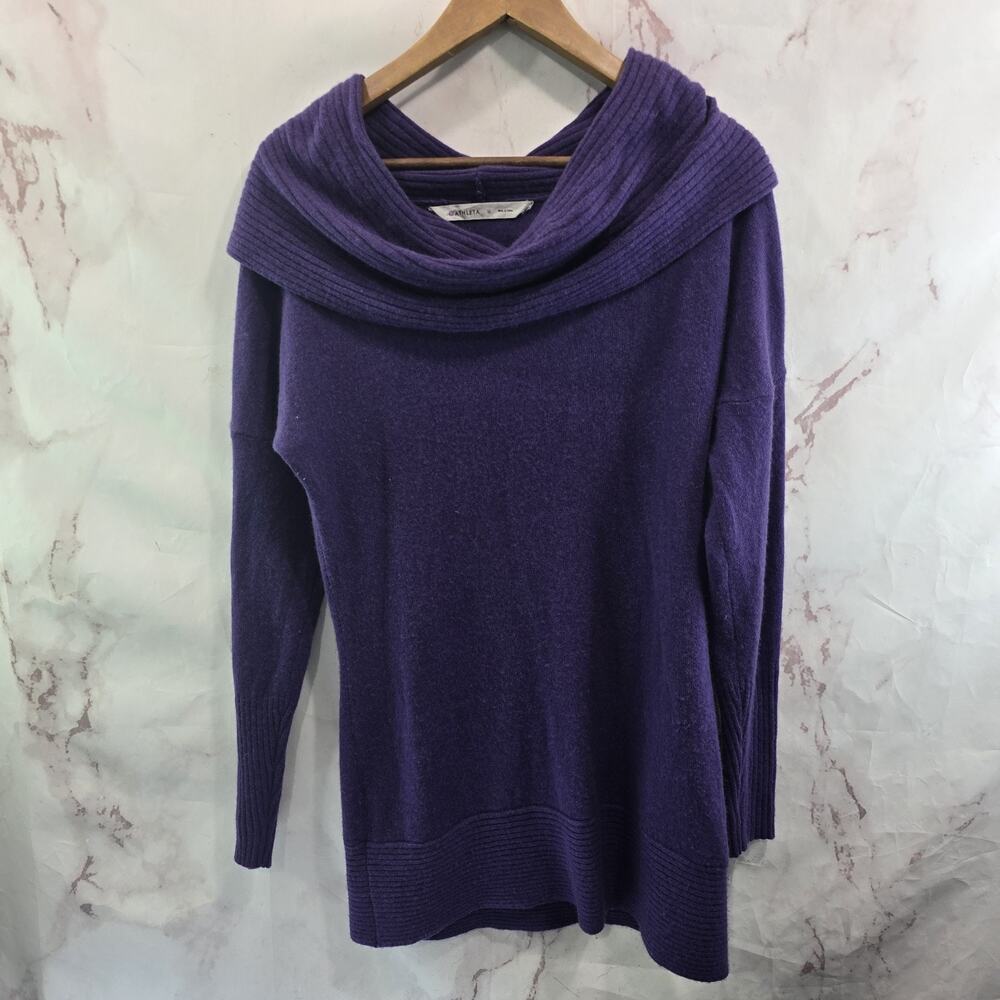 Athleta Sweater Womens Medium Purple Cashmere Foldover Shoulder Cowl Teton